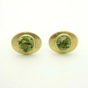 Swank Green Jade Chip Cluster Gold Tone Cufflinks